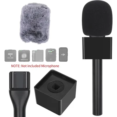 Für DJI Rode Wireless GO Mic Wireless Lavalier-mikrofon Griff Pelz Windschutzscheibe Stand Adapter für YouTube TikTok Live-Streaming
