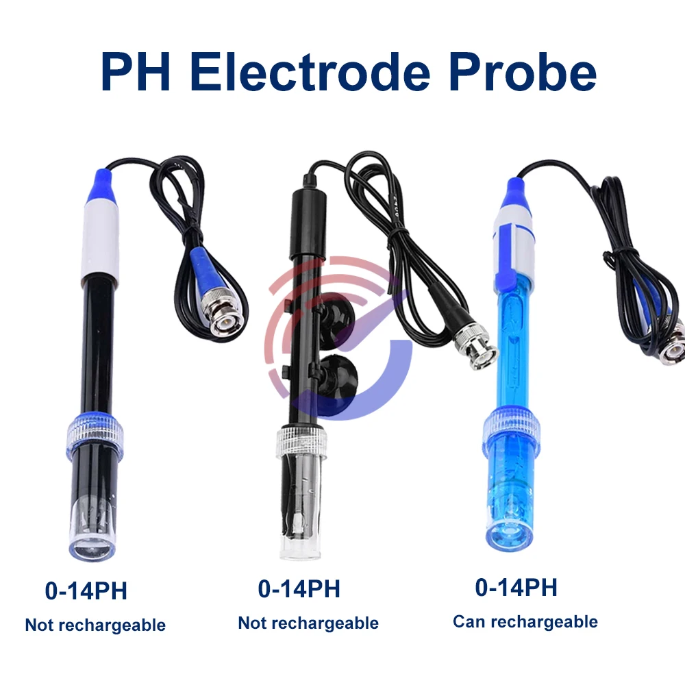 0-60 ℃ PH-Elektroden-Sensor-Sonde, BNC-Anschluss für PH-Tester, Aquarium, Hydrokultur-Monitor, Wasseranalysator, PH-Messgerät, 0–14 PH-Sonde Image