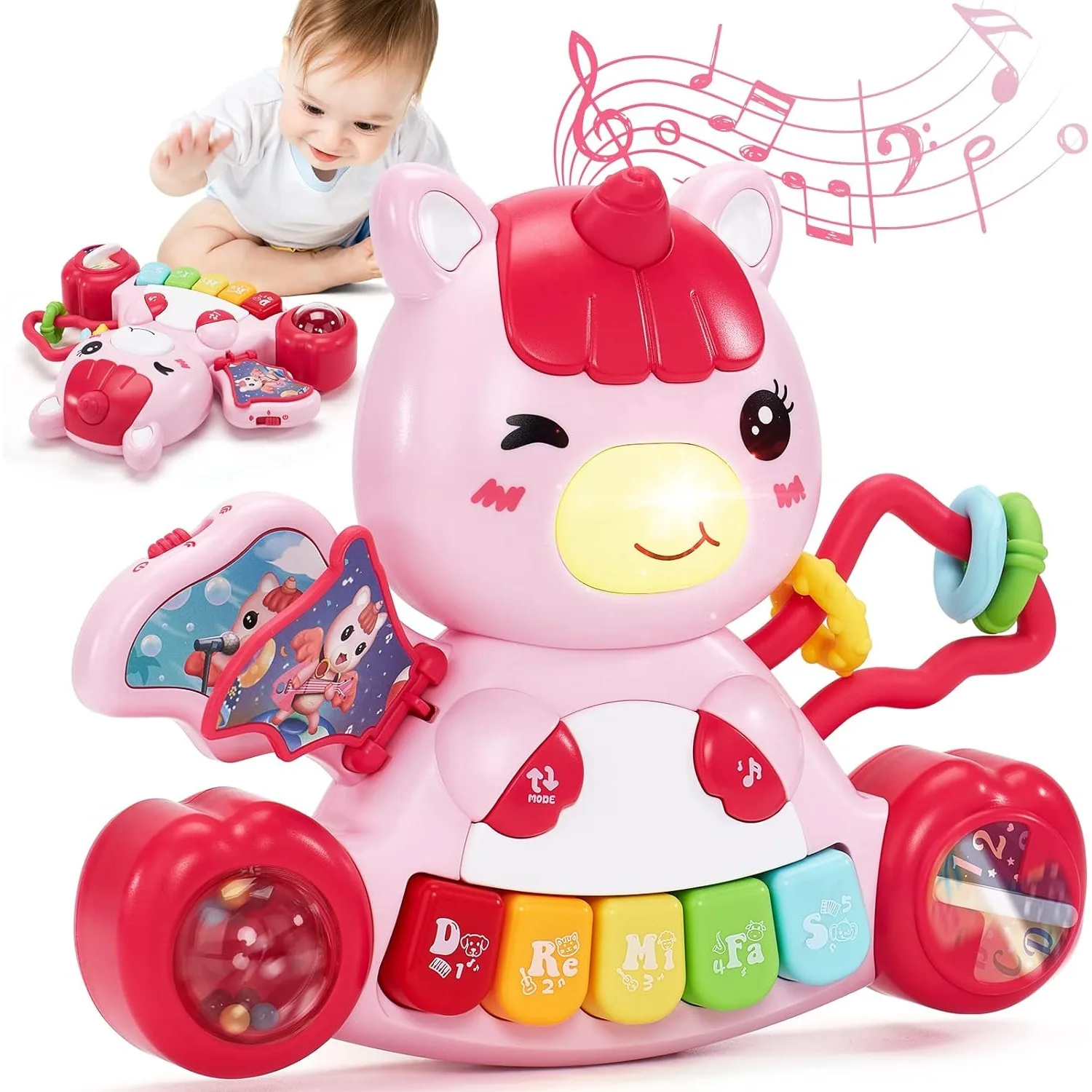 Babys pielzeug Jungen Mädchen Aktivität frühes Lernen Lernspiel zeug Einhorn musikalisches Licht Säugling Klavierspiel zeug Musik instrument Geschenk