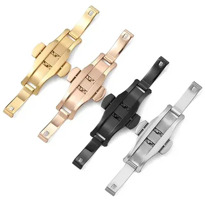 21mm 23mm 25mm Edelstahl Schmetterling Schnalle Poliert Knopf Uhrenarmband Uhrenarmbänder Verschluss Metall Armband Zubehör Image
