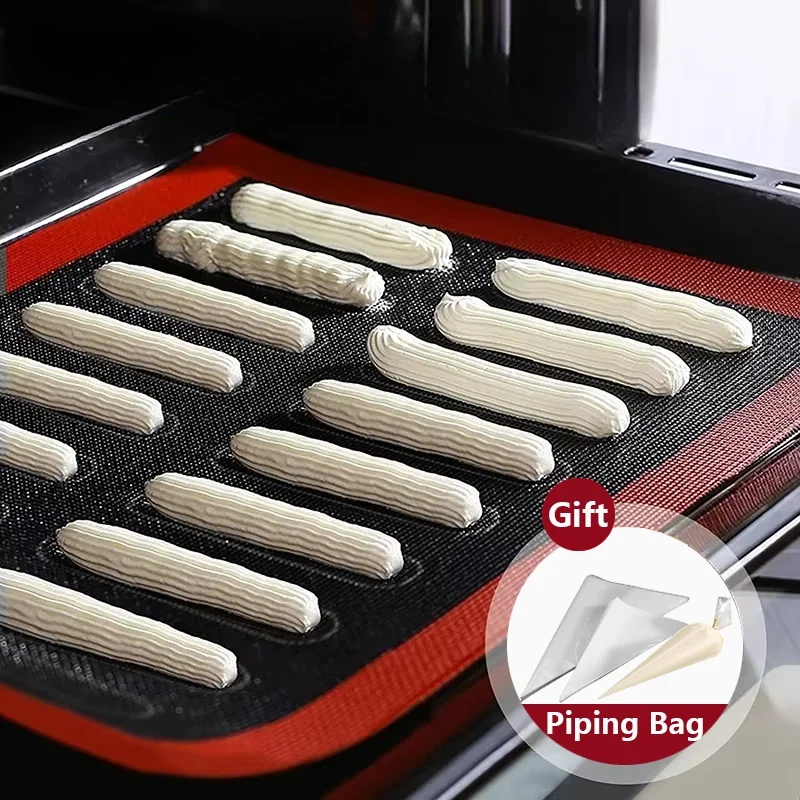 Perforierte Silikon-Backmatte, Spritzbeutel, antihaftbeschichtetes Blatt, Ofeneinlagen, Netzpolster, atmungsaktive Einlage für Kekse, beständiges Kochen Image