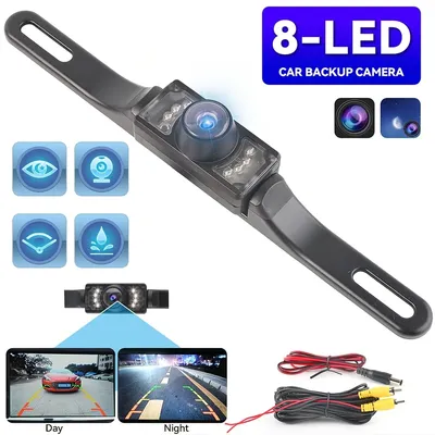 7LED License Plate Backup Camera Car Rear View Camera Safty Driving Reversing Parking for Pickup RV Van Camper Truck