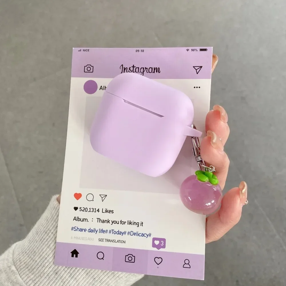 Silikonhülle für Airpods 4 3 Pro 2 1, mit Frucht-Trauben-Anhänger, kabellose Kopfhörer-Abdeckungen für Apple Airpods Pro2-Schutzhülle Image