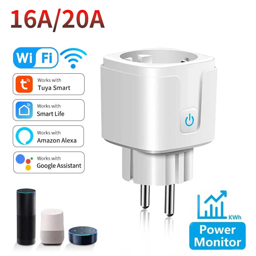 Tuya Smart Steckdose EU 16A 20A WiFi Smart Plug mit Power Überwachung Smart Leben APP Remote Google Assistent Alexa sprachsteuerung Image