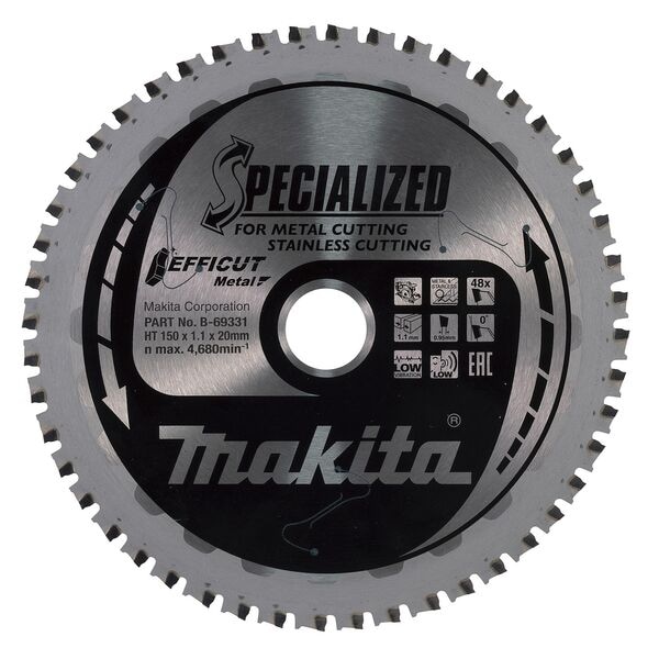 makita Kreissägeblatt »B-69331, EFFICUT« 150,0 mm 48 Zähne silber Image
