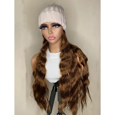 Off White Hat Synthetic Wig Hat With Hair Wigs For Women Long Short Straight Hair Warm Ski Plush