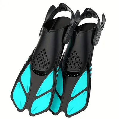 Snorkel Fins Adjustable Adult Buckles Swimming Flippers Short Silicone Scuba Diving Shoes Open Heel