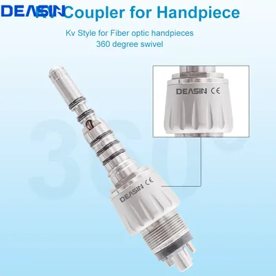DEASIN Dental Handpiece M6 Holes coupler For kavo 9000 Fiber Optic Handpiece Adaptor Coupling LED