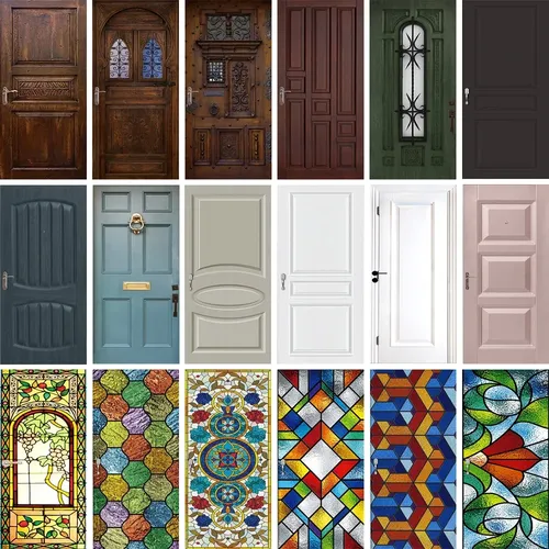 Papier peint autocollant de porte en bois vintage, 3D réaliste, décoration d'intérieur, affiche