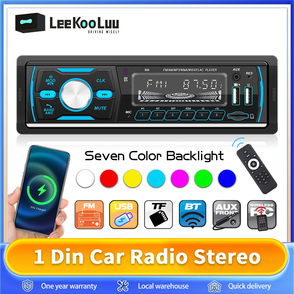Autoradio 1Din telecomando digitale Bluetooth Audio musica Stereo 12V 1 Din autoradio lettore Mp3 FM/AM/RDS/DAB + USB/SD/AUX-IN