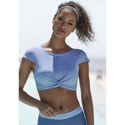 Crop-Bikini-Top LASCANA ACTIVE "Oceana", Damen, Gr. 38, Cup A/B, blau (hellblau), Recycling-Polyamid, Bikini-Oberteile, mit modischer Knotenoptik Image