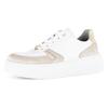 Plateausneaker GABOR "FLORENZ", Damen, Gr. 39, weiß (weiß, beige), Nappaleder, Veloursleder, sportlich, Schuhe, Freizeitschuh, Halbschuh, Schnürer, Kontrastbesätze, Weite G