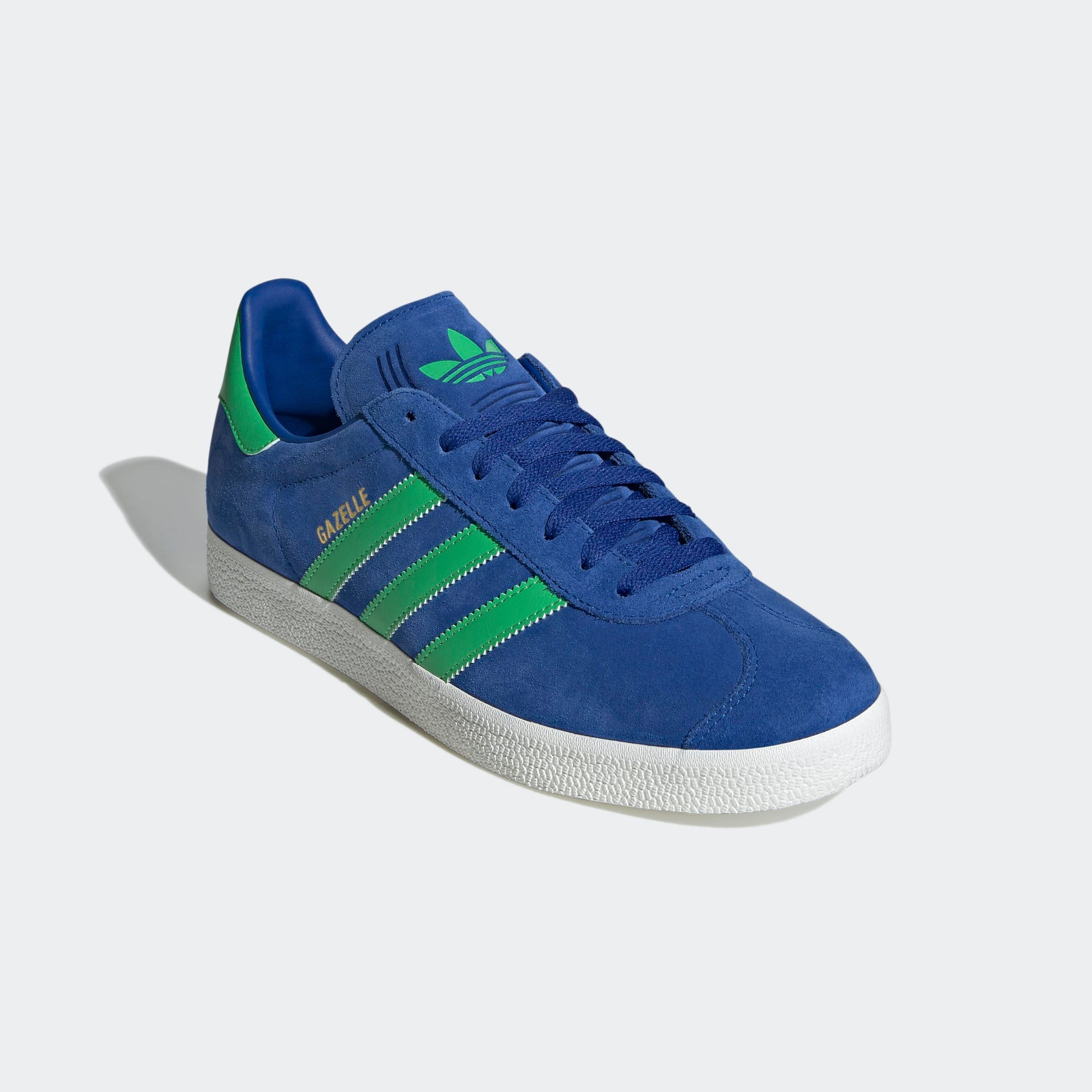 Sneaker ADIDAS ORIGINALS "GAZELLE", Herren, Gr. 42, royal blau, energy grün, core weiß, Leder, Synthetik, Schuhe Sneaker