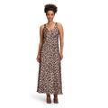 Abendkleid VERA MONT "Vera Mont Abendkleid mit Leoprint", Damen, Gr. 34, Normalgrößen, braun (weiß, braun), Satin, Obermaterial: 100% Polyester. Futter: 100% Polyester., elegant, figurumspielend lang, Rundhals, Kleider, Material