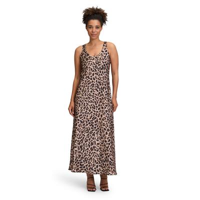 Abendkleid VERA MONT "Vera Mont Abendkleid mit Leoprint", Damen, Gr. 40, Normalgrößen, braun (weiß, braun), Satin, Obermaterial: 100% Polyester. Futter: 100% Polyester., elegant, figurumspielend lang, Rundhals, Kleider, Material Image