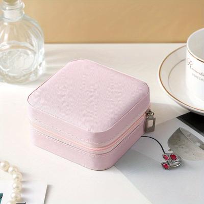 TEMU Portable Jewelry Box, Small, High-end, Exquisite Earrings, Earrings, Necklaces, Rings, Headwear Storage Box, Golden Image