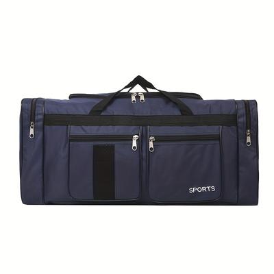 TEMU Large Capacity Travel Bag - Nylon, Stylish Letter Design With Zip Closure For Yoga, Camping & Outdoor Image