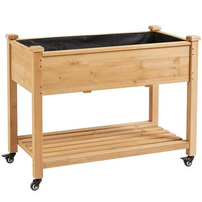 TEMU Costoffs Plant Box With Storage Floor And Wheels Raised Bed Plant Tray Flower Pot Wooden Bed Plant Bed For Garden, Terrace And Balcony Image