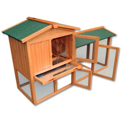 TEMU Wiltec 2-storey Rabbit Hutch 1470 X 520 X 855 Mm, Two-storey Rabbit Hutch Made Of Pine Wood, With Roofing And Box, Small Animal House Free-range Enclosure Image