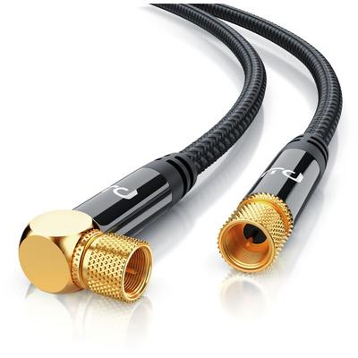 Hdtv Satellitenkabel gewinkelt mit Braiding - 135Db - 75 Ohm - Stoffummantelung - 7,5 m - Primewire Image