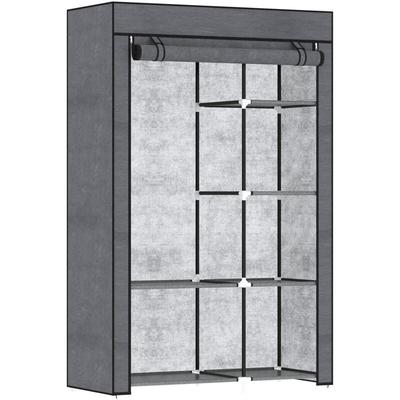 Kleiderschrank Stoffschrank mit Kleiderstange, 6 Fächern, Faltbare Garderobe in Vlies-Optik, Image