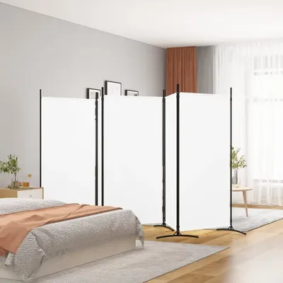 Weißer 5-teiliger Trennwand 433 x 180 cm Stoff für Heimdekorationsprodukte, Trennwände, Sichtschutz Image
