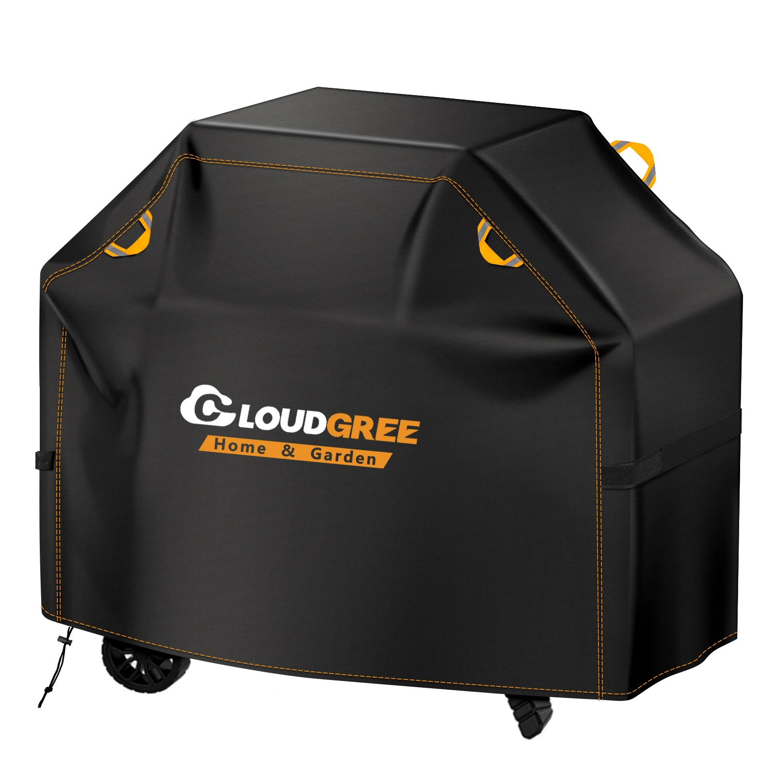 [Lg-210D Grillabdeckung mit orangefarbenem Faden] Reißfeste Grillgasofenabdeckung mit Oxford-Stofffaden und verstellbarem Saum mit Kordelzug, geeignet für Mule, Char-Broil, Negrill und andere Ofen. Image