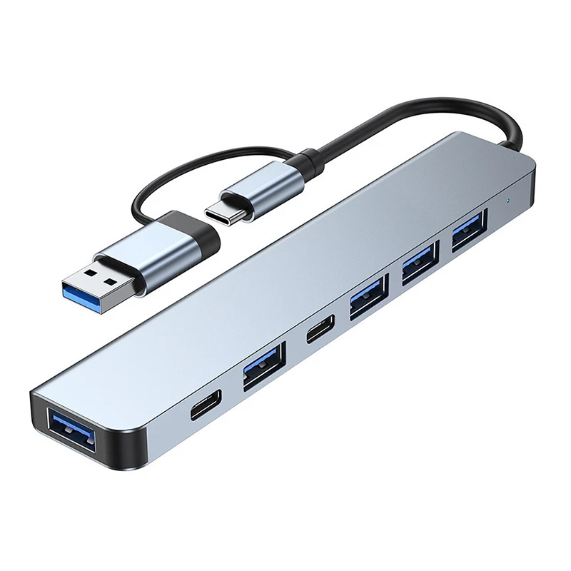 Doppelkopf USB 3.0 Typ C HUB 7 Ports Kabelsplitter Telefon Lade Dock Kabeladapter USB Disk Maus Tastatur USB Geräteverlängerung Image