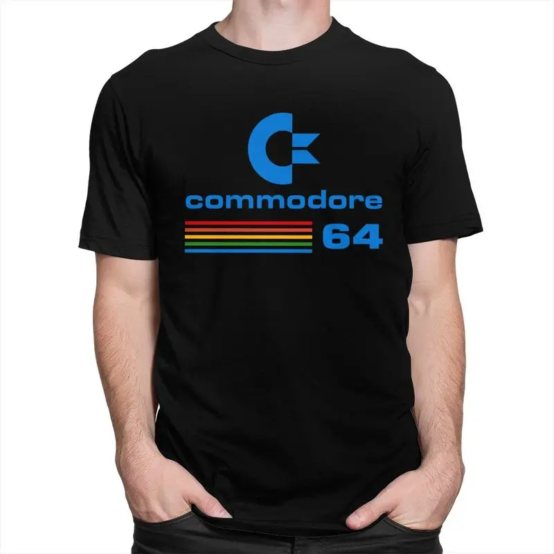 Benutzerdefinierte coole Commodore 64 T-Shirts Männer Kurzarm Grafik T-Shirt einzigartige Geek Nerd T-Shirt tailliert 100 % Baumwolle T-Shirts Kleidung Image