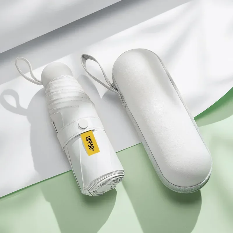 Mini-Kapsel-Regenschirm für Damen, Taschen-Sonnenschutz, faltbarer Regenschirm, tragbar, rosa, UV-Sonne, Dual-Use-Sonnenschirm, Reise-Sonnenschirm Image