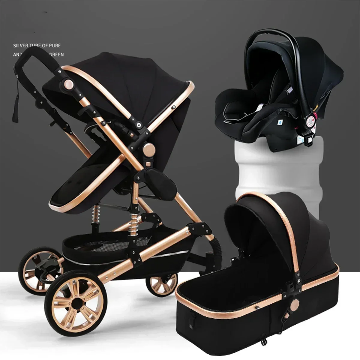 Kinderwagen 3-in-1-Kinderwagen, zusammenklappbar, zweiseitig, für Kinder, vier Jahreszeiten, Kinderwagen, Kinderwagen, hohe Landschaft, Neugeborene, Reisen