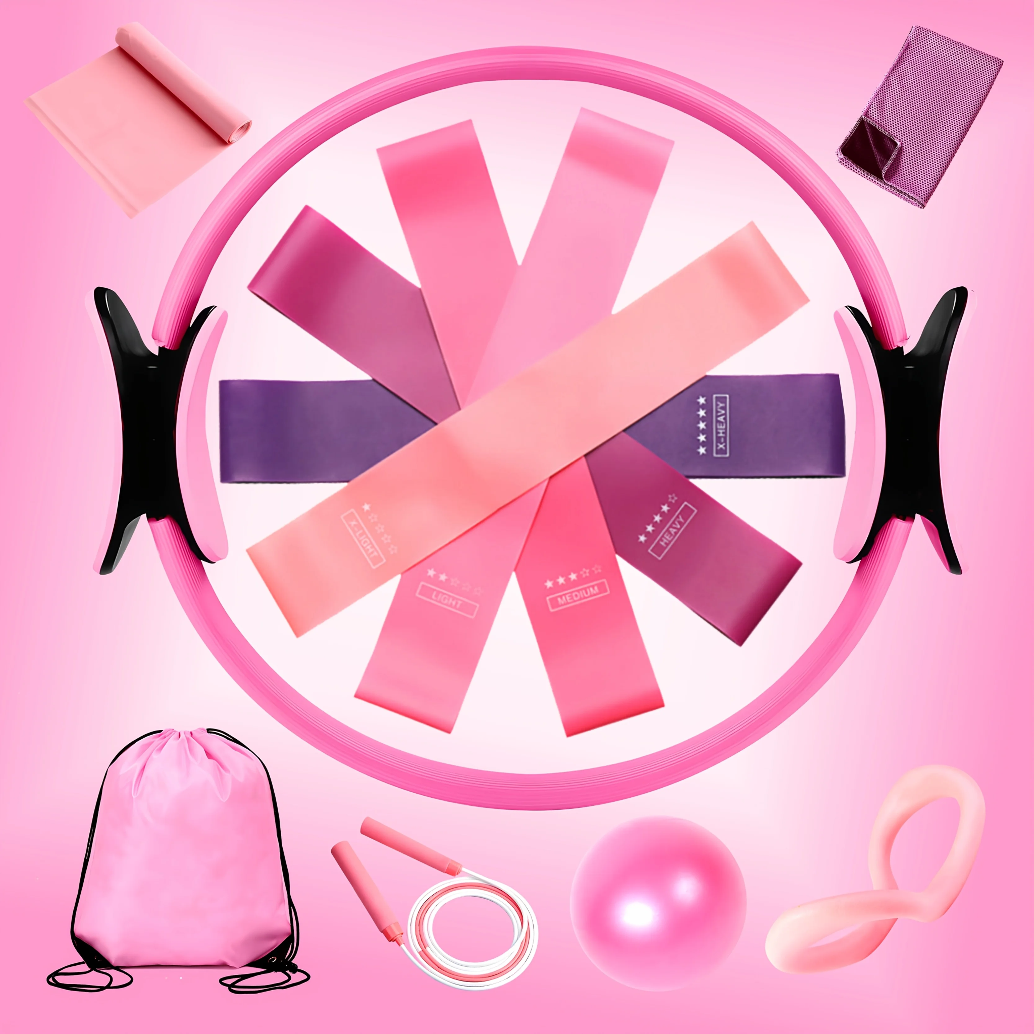 12-teiliges Yoga-Fitness-Set, Zubehör für Heimsport- und Yoga-Ausrüstung, langlebiges PP-Material, Yoga-Fitness-Geschenk für Frauen