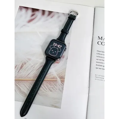 Schlankes Lederarmband, kompatibel mit Apple Watch-Armbändern, 44 mm, 40 mm, 41 mm, 45 mm, 38 mm, 42 mm, 49 mm, für Armband der Serie 8 7 SE 6 5 4 3 2 1 Image