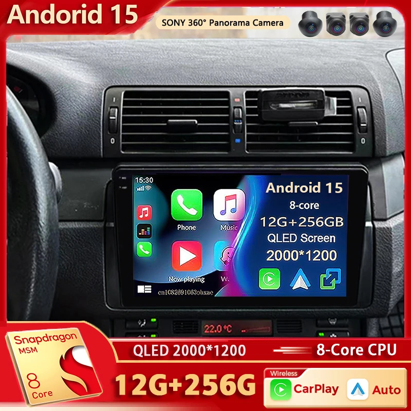 Android 15 Für BMW 3-Serie E46 M3 318 320 325 330 335 2K QLED Android Auto Radio multimedia Video Player AI Stimme CarPlay stereo Image