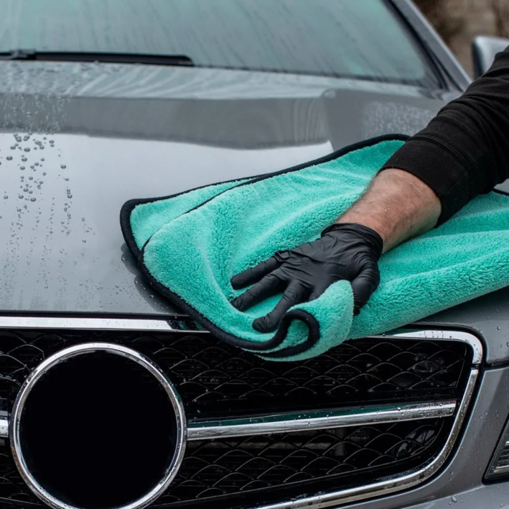 1400GSM Korallen Fleece Deluxe Auto Waschen Mikrofaser Handtuch Plüsch Reinigung Trocknen Tuch Auto Pflege Tuch Detaillierung Polieren Image