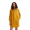 Midikleid MARC O'POLO "aus leichter Qualität", Damen, Gr. 44, Normalgrößen, gelb (golden gelb), Obermaterial: 100% Leinen; Futter: 100% Nicht verfügbar, unifarben, loose fit kurz, Langarm Manschette, Kleider