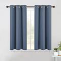 Thermal Insulated Curtains Blackout Draperies Window Treatment Solid Grommet Room Darkening Drape Panels for Bedroom (Set of 2 Panels 42 by 45 Inch Long Stone Blue Blue)