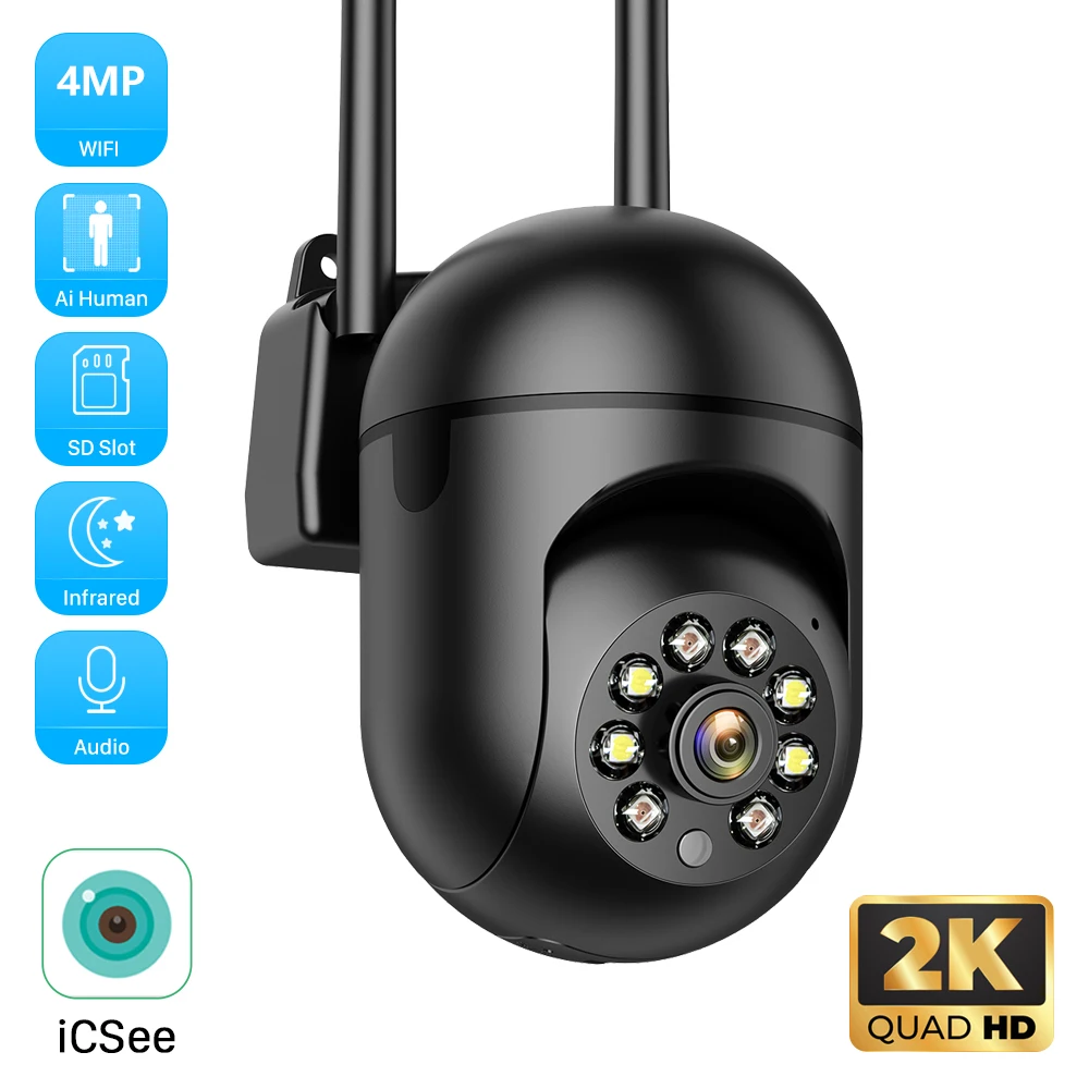 8MP 4K IP Telecamera WiFi esterna di sorveglianza di sicurezza CCTV Telecamera PTZ HD 4MP 2K Mini Wireless 1080P 2MP AI Tracking Onvif iCsee