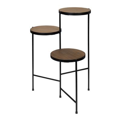 Kate And Laurel Fields 3-Tier Decorative Plant Stand Display, 10 In., Black