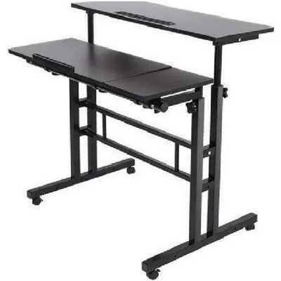 Mobile Laptop Sit-Stand Desk, Height Adjustable Standing Tiltable Top Desk, Stand Up Computer Desk