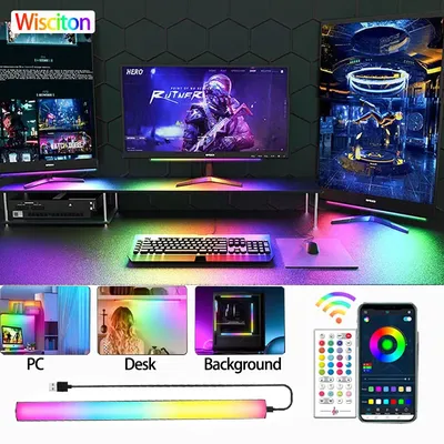 Smart RGB LED Computer Monitor Light Bar Bluetooth Controls Music Rhythm Sensing Lamp Game TV