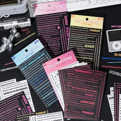 6 pcs English Words Label Stickers Scrapbooking Materials Inspirational Phrases DIY Diary Collage