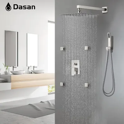 Full Body Rain Shower System with 4 Body Shower Jets & 12’’ Wall Mount Rainfall Shower Head &