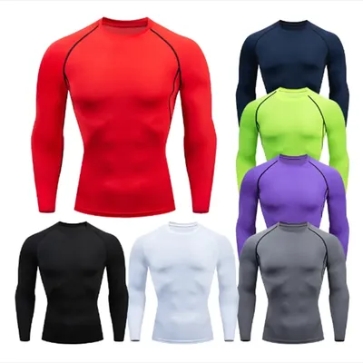 2025 Fitness Clothing Men's Long Sleeve Running Basketball Training Basecoat T-shirt Tight Fit High