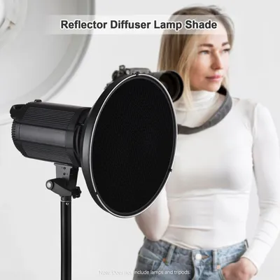 30cm/11.8in Standard Reflector Beauty Dish Bowens Mount with White Diffuser Reflector Honeycomb Grid