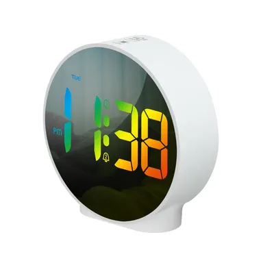 Color Mini Digital Alarm Clock Day of Week Touch Snooze Table Clock 2 Alarms 4 Level Brightness