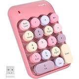 MOFII Wireless Number Pads - Pink Numeric Keypad 18 Keys USB 2.4G Round Keycap Colorful Extensions Keypads Financial Accounting Portable Numpad 10 Key for Laptop/PC/Notebook/Surface Pro