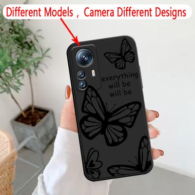TEMU Luxury Matte Butterfly For Xiaomi Mi 14 13 13t 12s 12 12t 12x 11x 11 11i 11t Pro Lite 5g Straight Edge Phone Case Phone Case Image