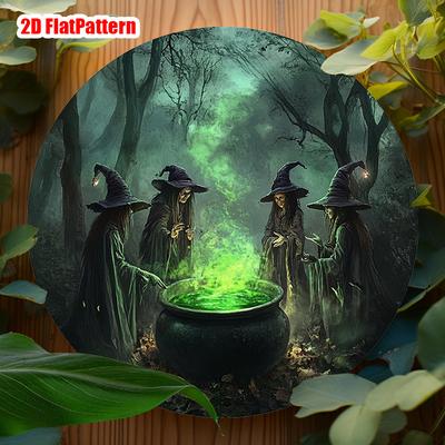 TEMU 1pc Green Magic Metal Sign, 20.32x20.32 Cm Round Aluminum Wall Art, Wall Hanging Decor For Home, Office, Bar, Party - No Electricity Needed, High- 2d Print, For Halloween Image