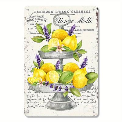 "TEMU 2d 1pc, "lemon And Lavender" Metal Logo, Retro Wall Decor Retro Art Logo Fun Decor, Chic Room Garage Metal Plaque 7.8x11.8 Inches" Image